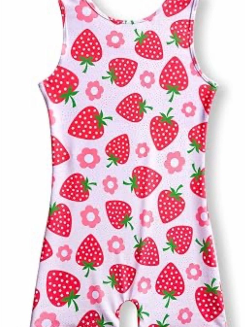 Girls pink sleeveless gymnastics biketard Leotard Sparkly Strawberry Size 5